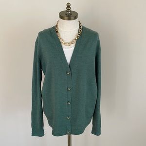 - - Tory Burch cardigan heather green wool sweater size L